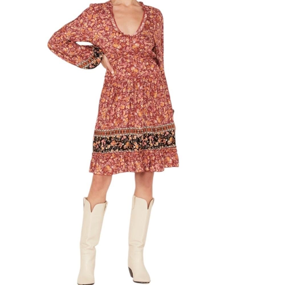 Wild Moss Woman’s Floral Print Ruffle Dress Size Large